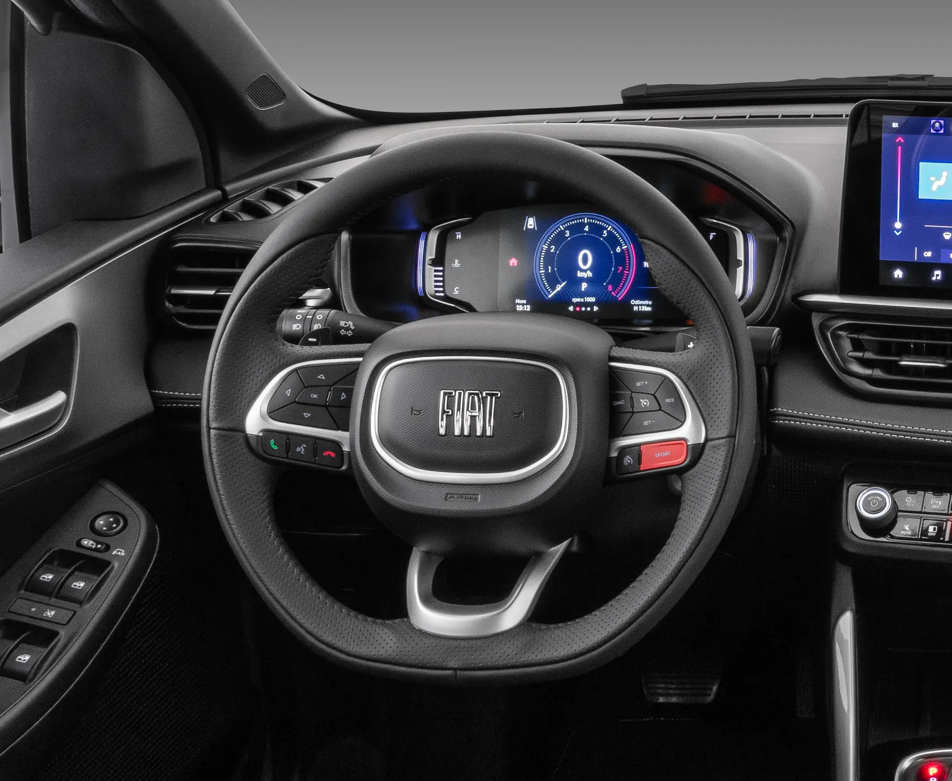 Volante multifunción tapizado en cuero del Fiat Fastback