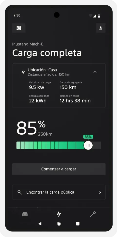 Seguimiento de carga en Ford App