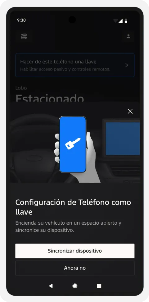 Teléfono como llave en Ford App